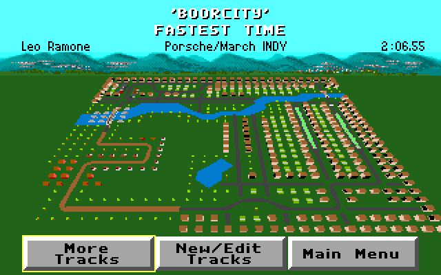 Boorcity (Click in the picture to download the track): This track route: Start Line ->Tarsila do Amaral St. -> Bridge Across the Boor River -> XV de Novembro St. -> 7 de Setembro St. Variant -> da Praia St. -> Another Bridge Across The Boor River -> Zumbi do Mato Preto Country Road -> Tom Jobim St. -> Vincius de Morais St. -> Carlos Drummond de Andrade St. -> Tarsila do Amaral St. -> Finish Line.  Boorcity haves 10,000 inhabitants.